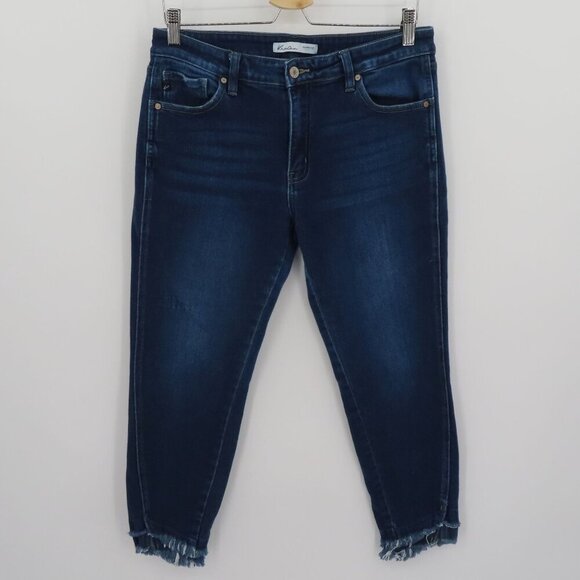 KanCan Womens 30 Dark Double Frayed Hem Skinny Ankle Jean 119010 Blue Denim - Picture 11 of 11